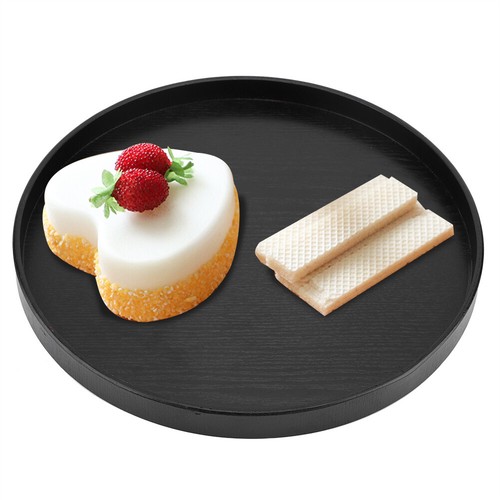 Round Natural Wood Serving Tray Wooden Plate Tea Food Server Dishes