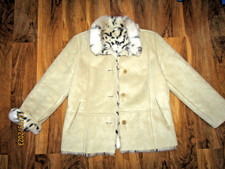 Fuchs Schmitt Faux Sheepskin Polarskin Beige Coat Size 12