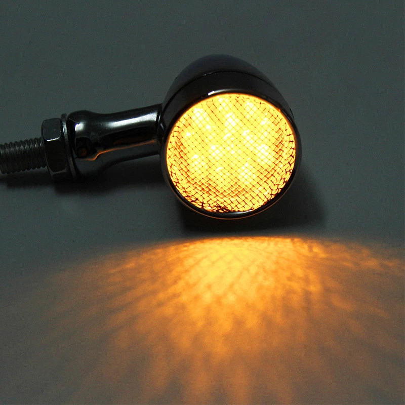 Señales de giro LED de cromo ámbar para motocicleta luces brillantes para correr bala Foto 4 de 4