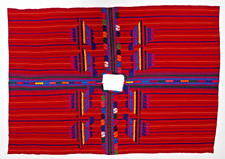 Vintage Red Huipil handwoven pancho from Santiago Atitlan area of Guatelama