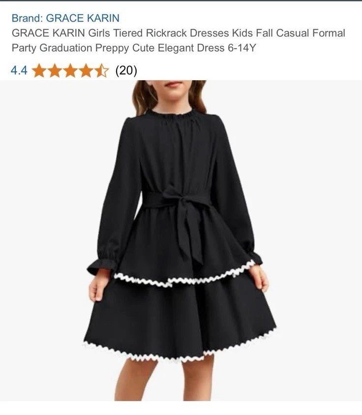 Vestido negro manga larga Grace Karin para niñas nuevo con etiquetas talla 8 Y ¡SÚPER LINDO! ¡Imprescindible verlo! Foto 2 de 4