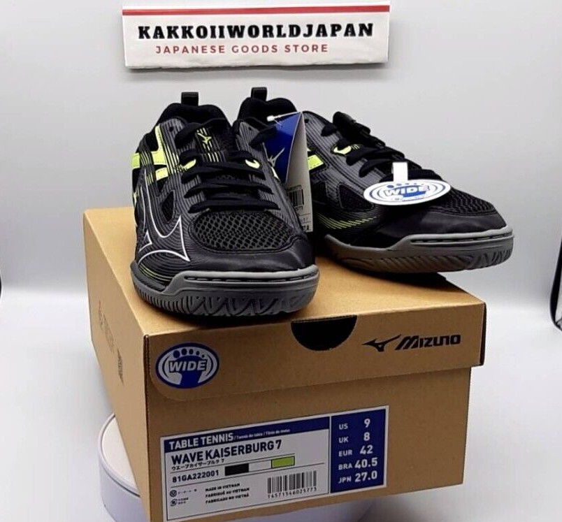 Mizuno Table Tennis Shoes WAVE KAISERBURG 7 BLK/ WH/ YEL 81GA2220