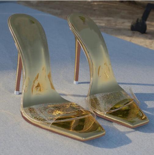 PANTOFOLA D’ORO Scarpe ciabatte donna 2024 nuove punta quadrata punta aperta stiletto festa moda sexy