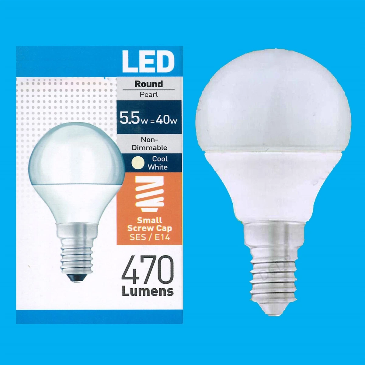 4x 5.5W 40W LED Pearl Round Golf Light Bulbs SES E14 Lamps Cool