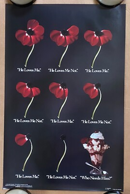 He Loves Me Not Vintage Poster Flower Petals Ice Cream Break Up Sad Couples