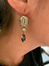 MARIANA SWAROVSKI CRYSTALS EARINGS ROSE GOLD PLATED W/ CLEAR/GREY STONES NWOT