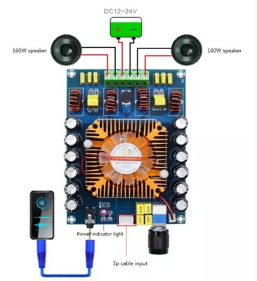 TDA7498E DC12-24V Digital High Power Amplifier Board 2X160W Stereo Audio Module