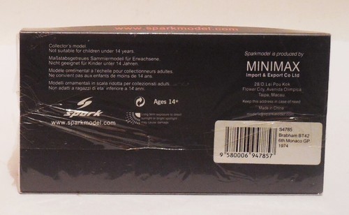 1/43 Spark S4785 Brabham BT42 # 28 John Watson 6th Place 1974 Monaco GP - Bild 2 von 2