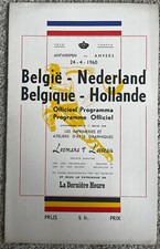 Belgium v Netherlands 24th April 1960 Friendly