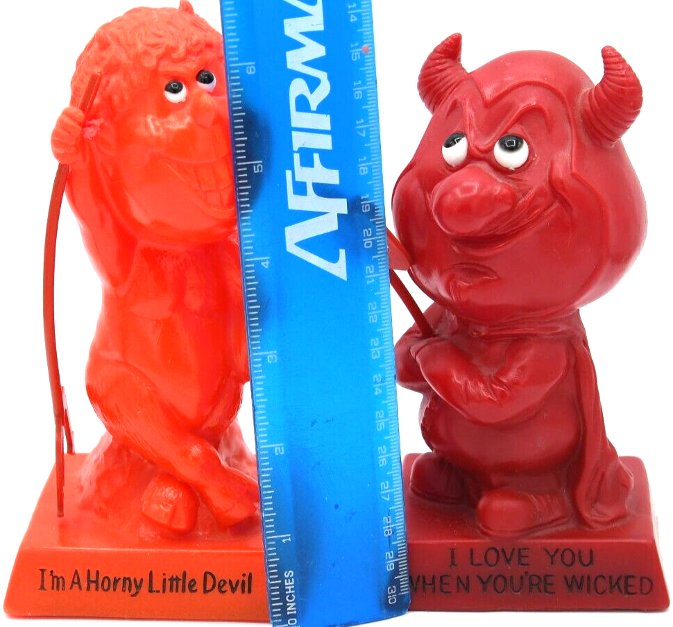Vintage Horny Little Devil Wicked Russ Berrie Statue Red Valentine