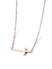 Rose Gold Cross Necklace Womens Stainless Steel 14k