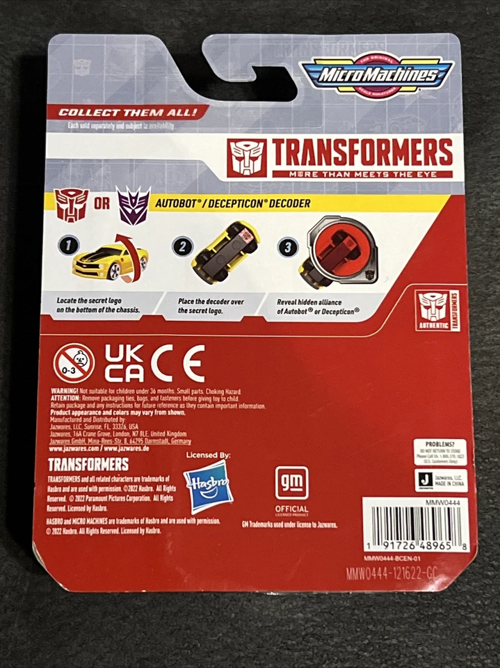 Lote Transformers Micro Máquinas Serie 1 Película 2 Paquetes Bumblebee Megatron Jazz Foto 3 de 4