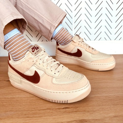 🤩Nike Air Force 1 Shadow Low Sz 9.5 Women's Shoes Beige Burgundy DZ4705-200 New