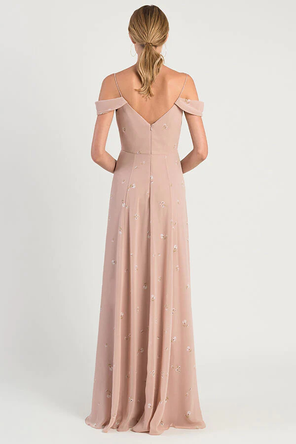 Women's Jenny Yoo Priya Cold Shoulder Floral Chiffon Evening Dress