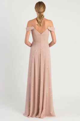 Women's Jenny Yoo Priya Cold Shoulder Floral Chiffon Evening Dress, Size  3/28