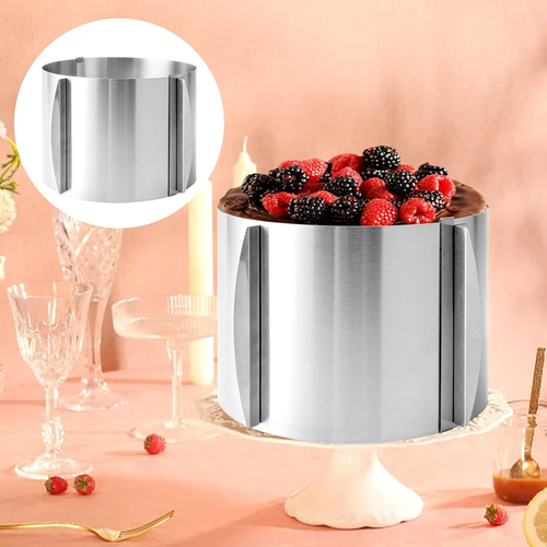 4 Pezzi Anello per Torte 15 Cm, Anello Torta Regolabile Diametro 16-30 Cm, Anell - Foto 6 di 12