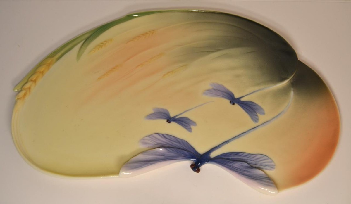 Vintage Art Nouveau Franz Dragonfly Porcelain Tea Set Signed by