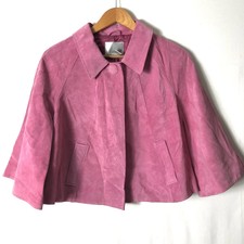 Spiegal Womens Mauve Pink Suede Leather Cropped Bell Sleeve Jacket 10