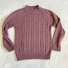 VTG Mauve Knit Sweater Cozy  Soft Cable Knit Women  s Medium Liz Thomas