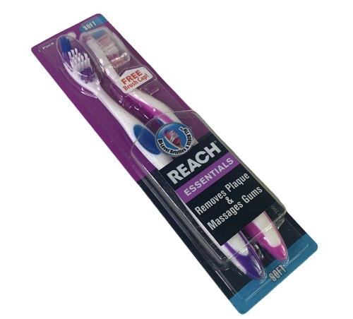 Reach Essentials 1-Pack Soft Bristle 2- Count Toothbrushes with FREE Brush Cap - Picture 5 of 5