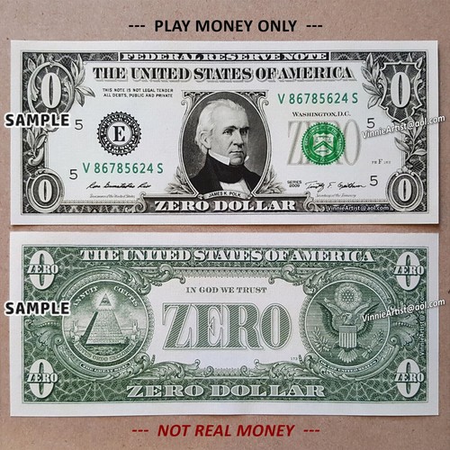 ZERO DOLLAR BILL FUNNY PLAY MONEY NOVELTY | eBay