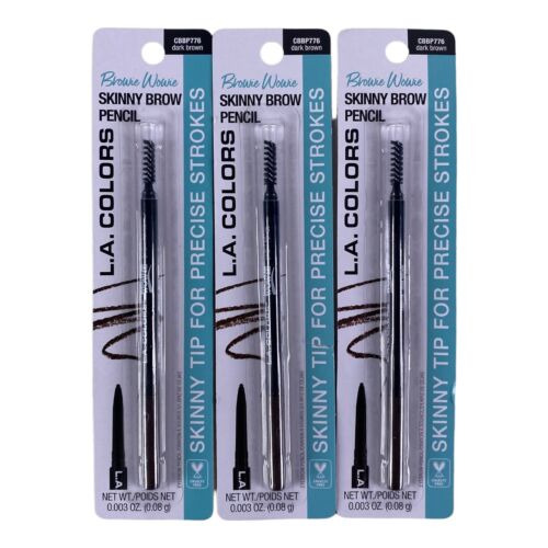 3 Pack Browie Wowie Skinny Brow Precise Pencil Dark Brown By LA Colors NEW