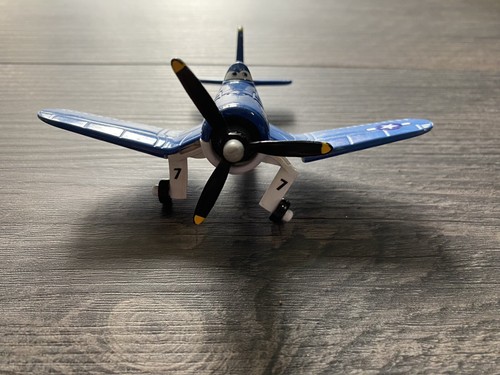 DISNEY PIXAR PLANES #7 SKIPPER RILEY BLUE 4.5" WIDE DIECAST TOY AIRPLANE MATTEL - Picture 4 of 7
