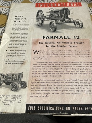 Farmall 20,10-20,30,T20-40,WD40Traktor Sortiment 24 Seiten Prospekt fehlender Einband usw.