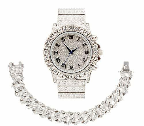 Bling'ed Out Mens Watch on Blast w/ZZ Bling'ed Necklace or Bracelet ST102SSeries - Picture 35 of 58