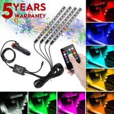4PC TV Computer Led Backlight 5050 RGB 48 LED Strip Light Remote Kit Decors