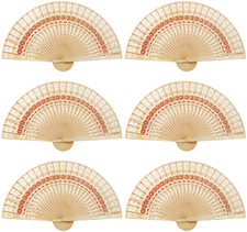 Wobe 60 Pack Sandalwood Fans Wedding Favors, Hand Held Folding Wooden...