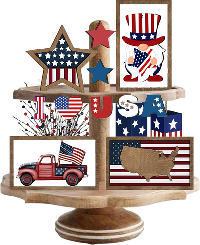 Patriotic Memorial Day Tiered Tray Decorations Set for Home Kitchen 4Th of July - Picture 12 of 12