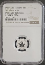 TOP POP 2023 Canada Silver $1 Maple Leaf Fractional 35th Anniversary NGC PF70