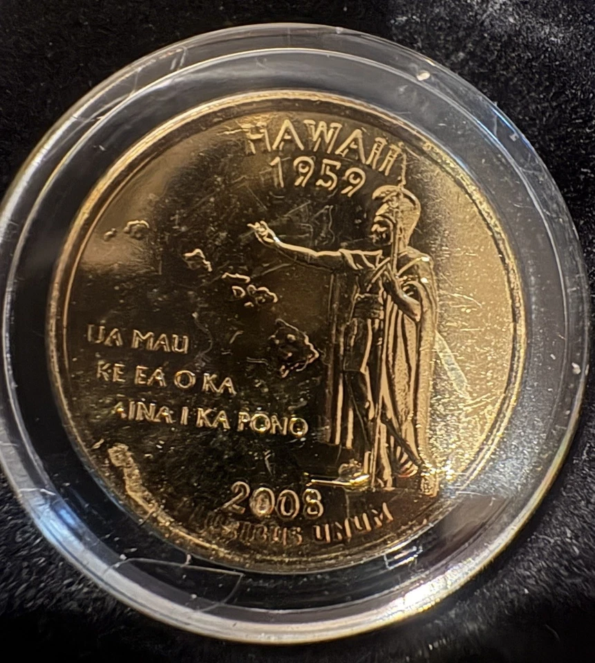2008 P Statehood Gold Plated Quarters: Arizona,New Mexico,Hawaii,Oklahoma,Alaska - Image 4 of 4