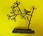 Jewelry Tree Stand Earring Hanger Holder Bird Leaf with Ring Tray Black Bronze — photo 1