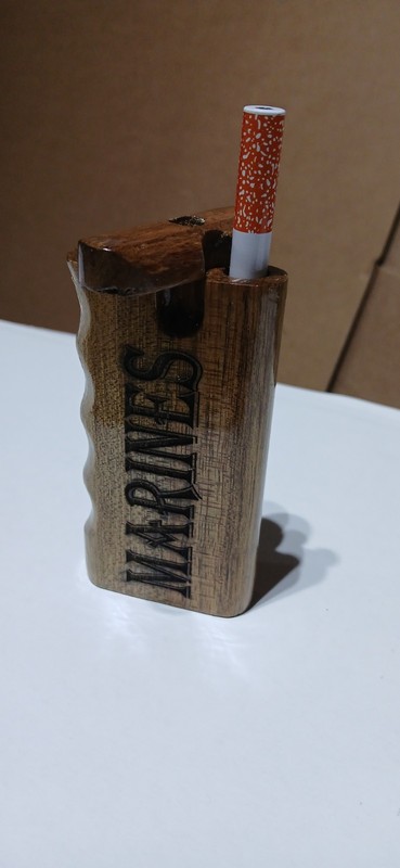 Wood Dugout  with custom laser engraved MARINES and  OOH-RAH