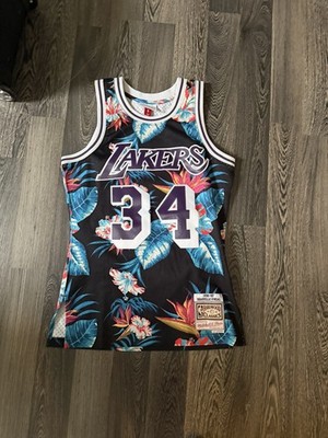 Shaquille O Neal #34 Lakers Mitchell & Ness Floral Swingman Jersey Shorts Set