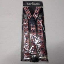 Patriotic USA Flag Stars  Stripes Suspenders Y-Back Adjustable Clip-On 4th July