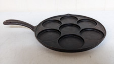 Vintage Cast Iron Plett Pan Gridle 7 Well Swedish Pancake Made in USA