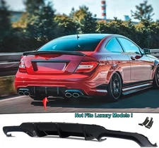 FOR MERCEDES C-CLASS W204 C204 C250 C300 C350 REAR DIFFUSER GLOSS BLACK 2012-14