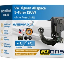 ANHÄNGERKUPPLUNG für VW Tiguan Allspace 17-23 vert. abnehmbar ORIS +13pol E-Satz
