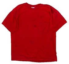 Vtg 90s Men’s Gap Pocket-T Selvedge Cherry Red USA Made T Shirt Medium - Stains