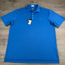 Johnnie-O Golf Polo Shirt Hanging Out Surfer Logo Men's Sz Large NWT UPF Stretch