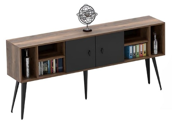 Sideboard BüRoschrank Kommode Aktenschrank Arbeitszimmer Braun Schwarz-image