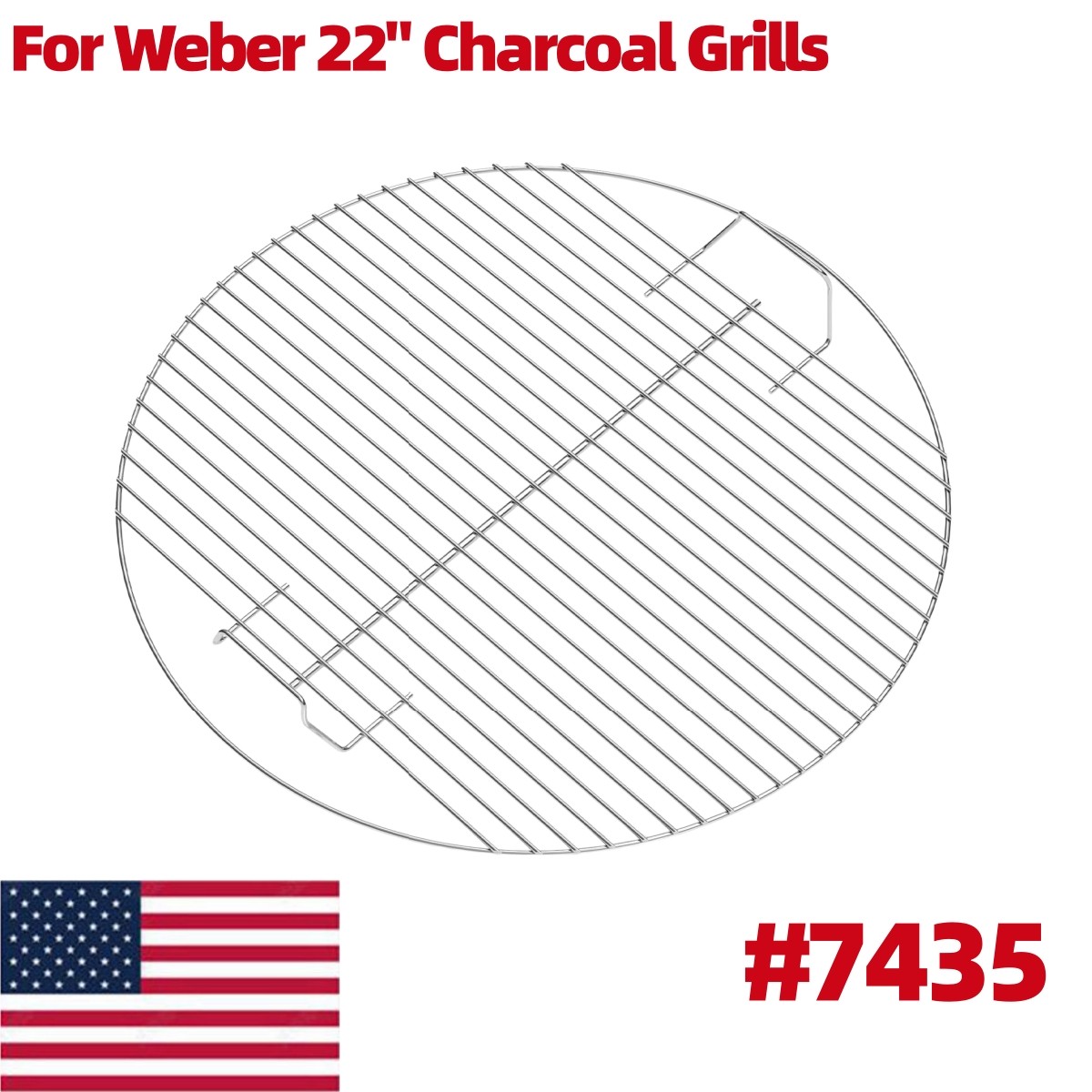 SHINESTAR 7435 Grill Grate 21.5" for Weber 22" Kettle Master