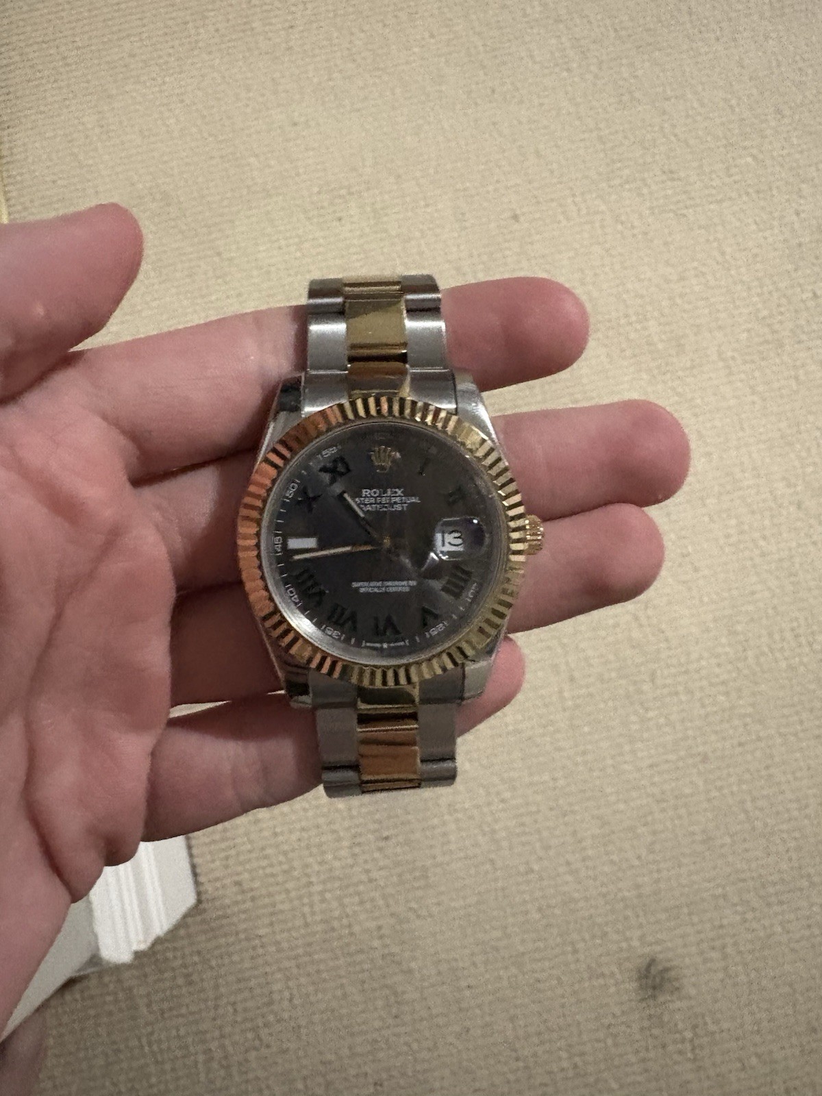 Rolex Oyster Perpetual Datejust gold/Grey Green