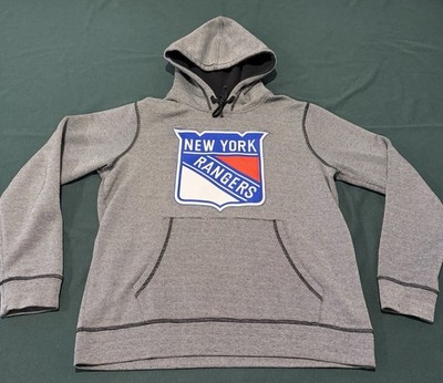Antigua New York Rangers Gray/ Black Striped Hoodie, Men s Small NHL Large Patch