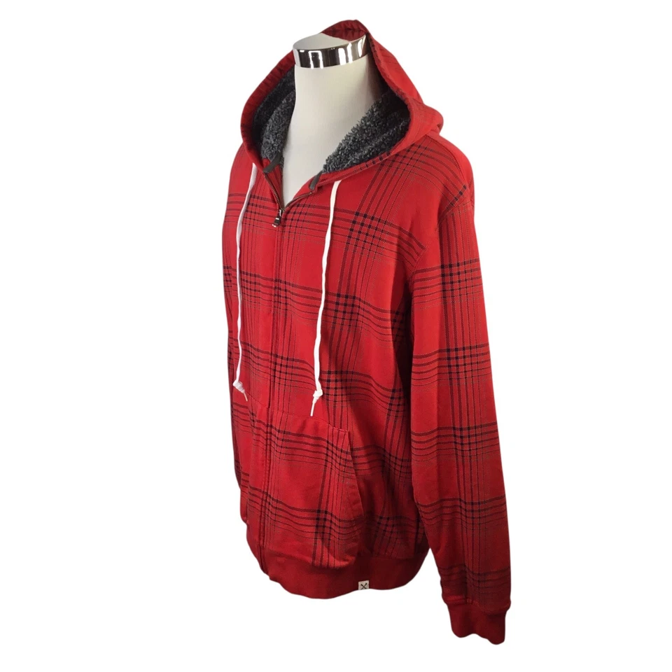 Blake Shelton X Lands End Hooded Jacket Full Zip Red Plaid XLT Tall Sherpa Lined - Image 3 of 4
