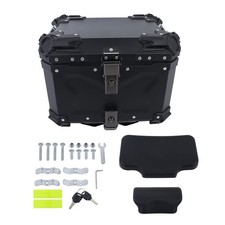 45L Motorcycle Rear Top Case Black Aluminum Alloy Trunk with Safety Lock