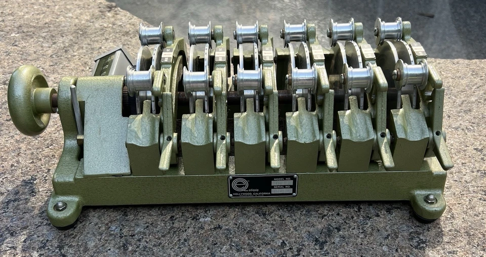 Vintage Ediquip Moviola Modelo 1036 16mm filme 6 gangues sincronizador de filme com contador - Imagem 3 de 4